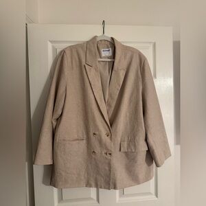 Old Navy Women's Light Beige Double-Breasted Blazer